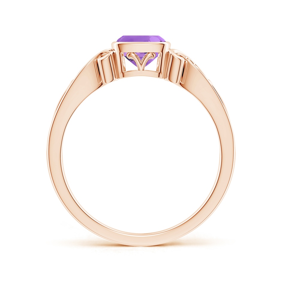 5mm AA Vintage Style Cushion Amethyst Solitaire Ring in Rose Gold side 199