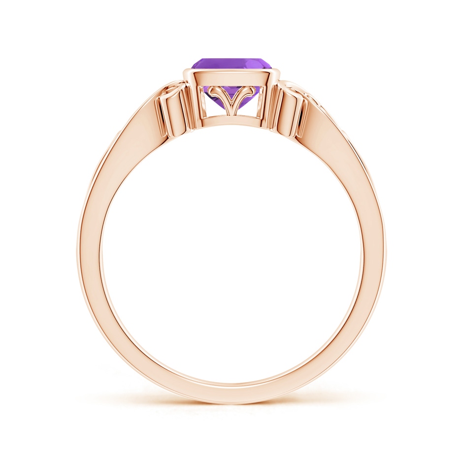 5mm AAA Vintage Style Cushion Amethyst Solitaire Ring in Rose Gold side 199