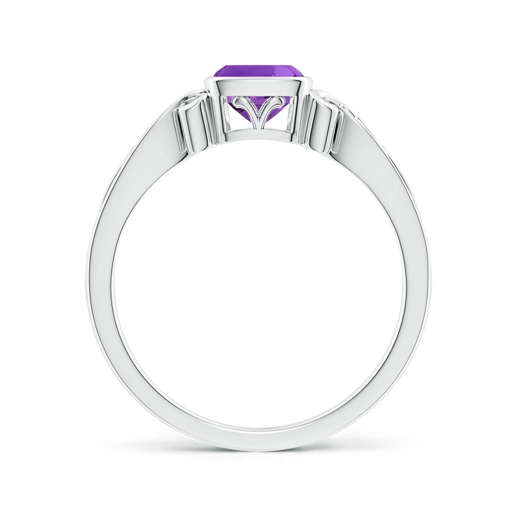5mm AAAA Vintage Style Cushion Amethyst Solitaire Ring in P950 Platinum Side 199