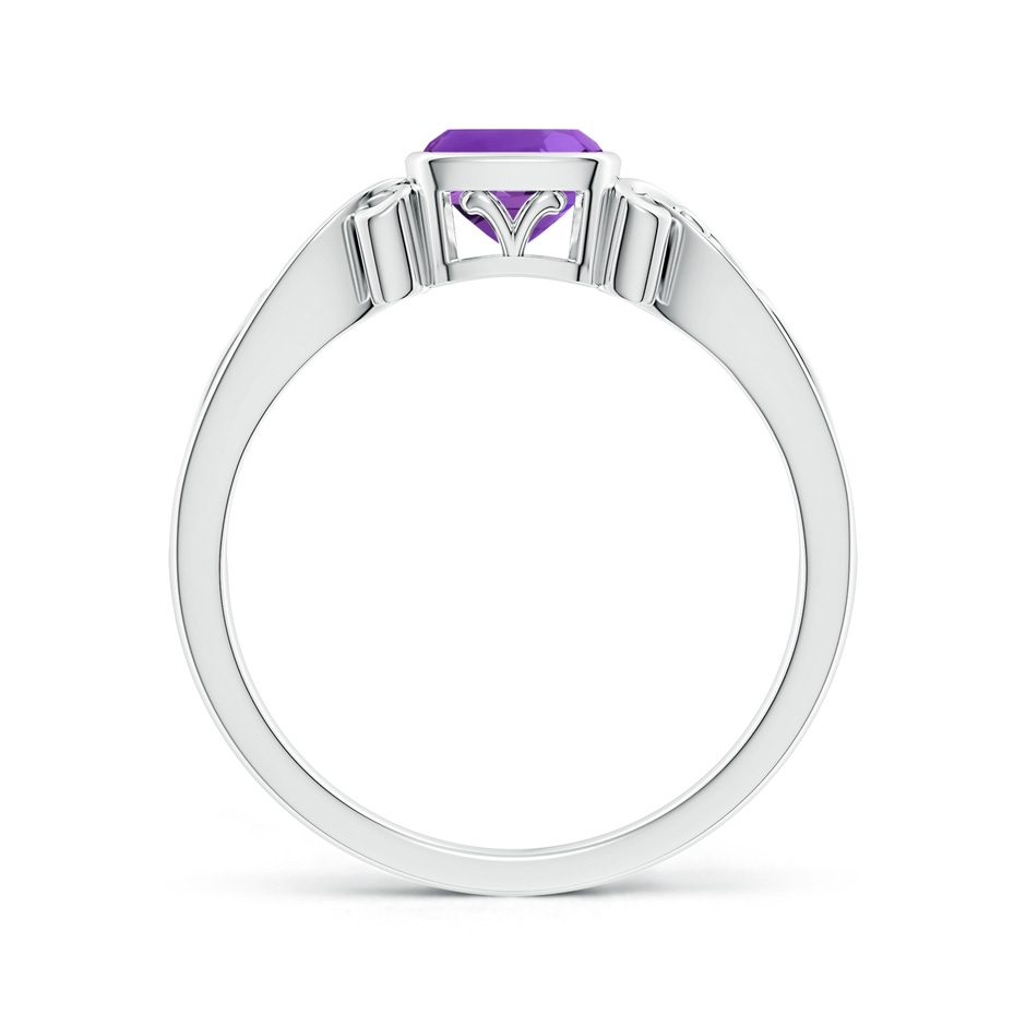 5mm AAAA Vintage Style Cushion Amethyst Solitaire Ring in P950 Platinum side 199