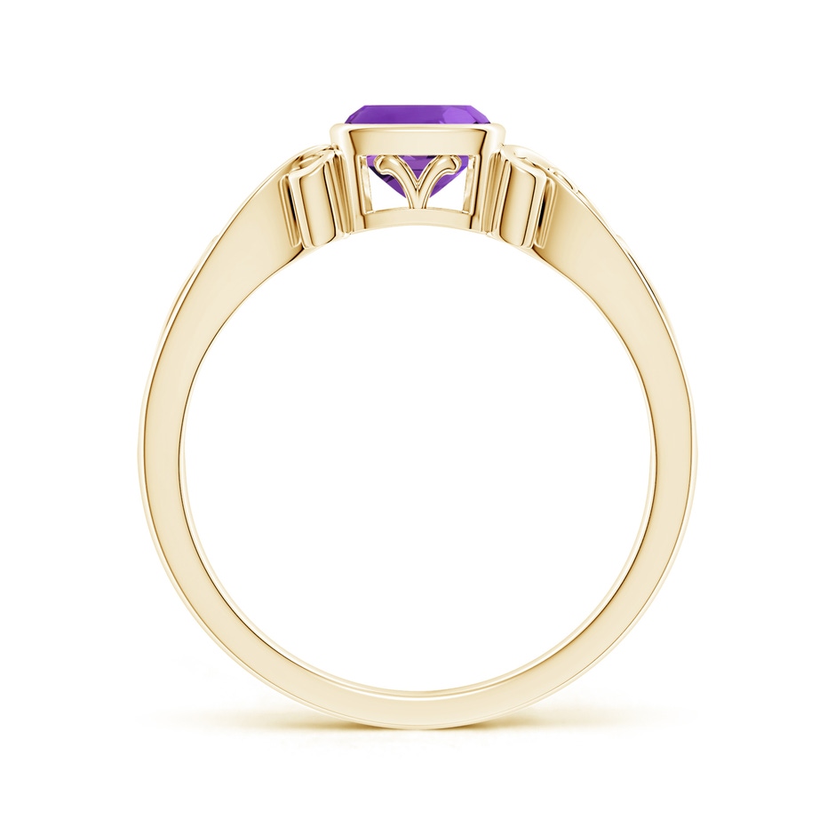 5mm AAAA Vintage Style Cushion Amethyst Solitaire Ring in Yellow Gold side 199