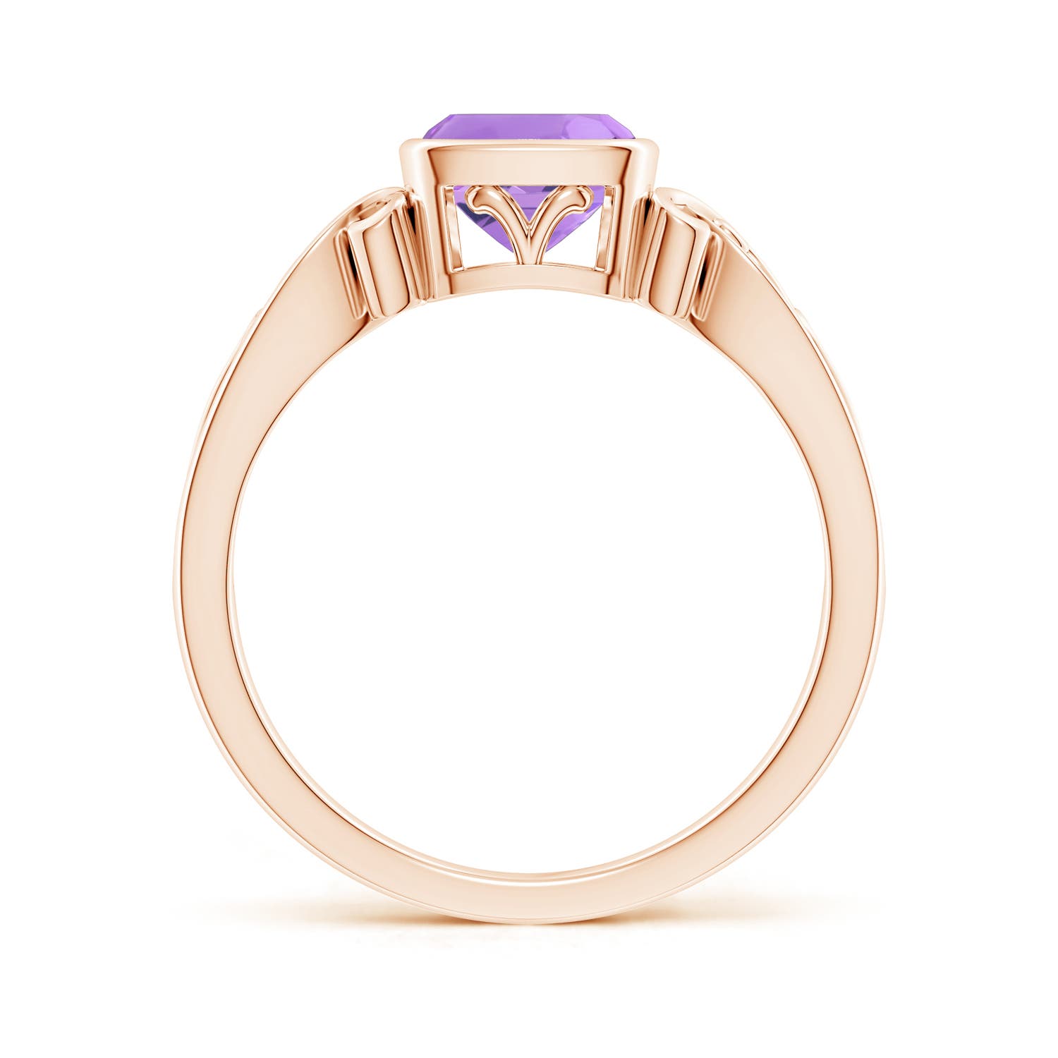 Angara Natural Vintage Style Cushion Amethyst Solitaire Ring in 14K Gold (6MM) - Bild 32 von 40