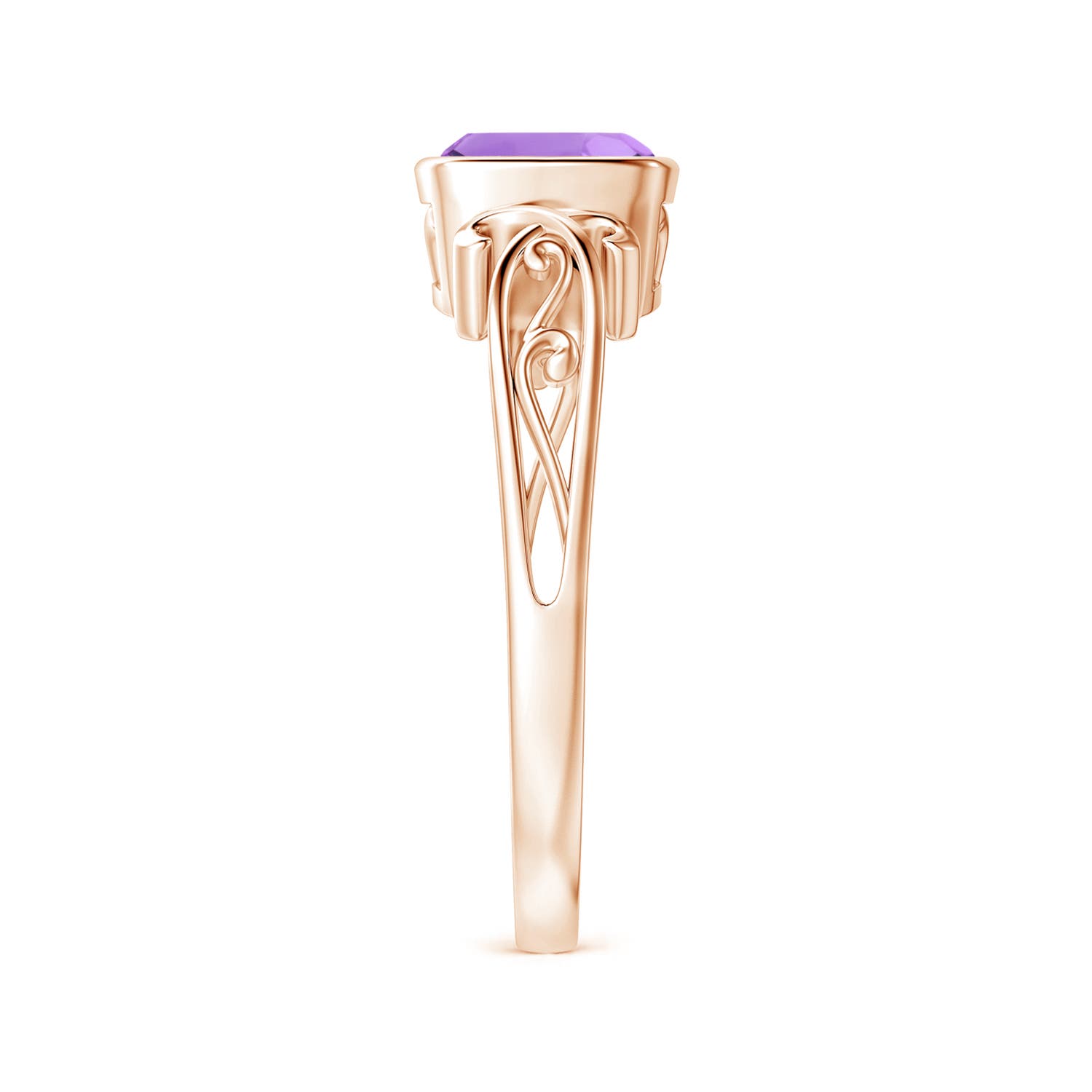 Angara Natural Vintage Style Cushion Amethyst Solitaire Ring in 14K Gold (6MM) - Bild 34 von 40