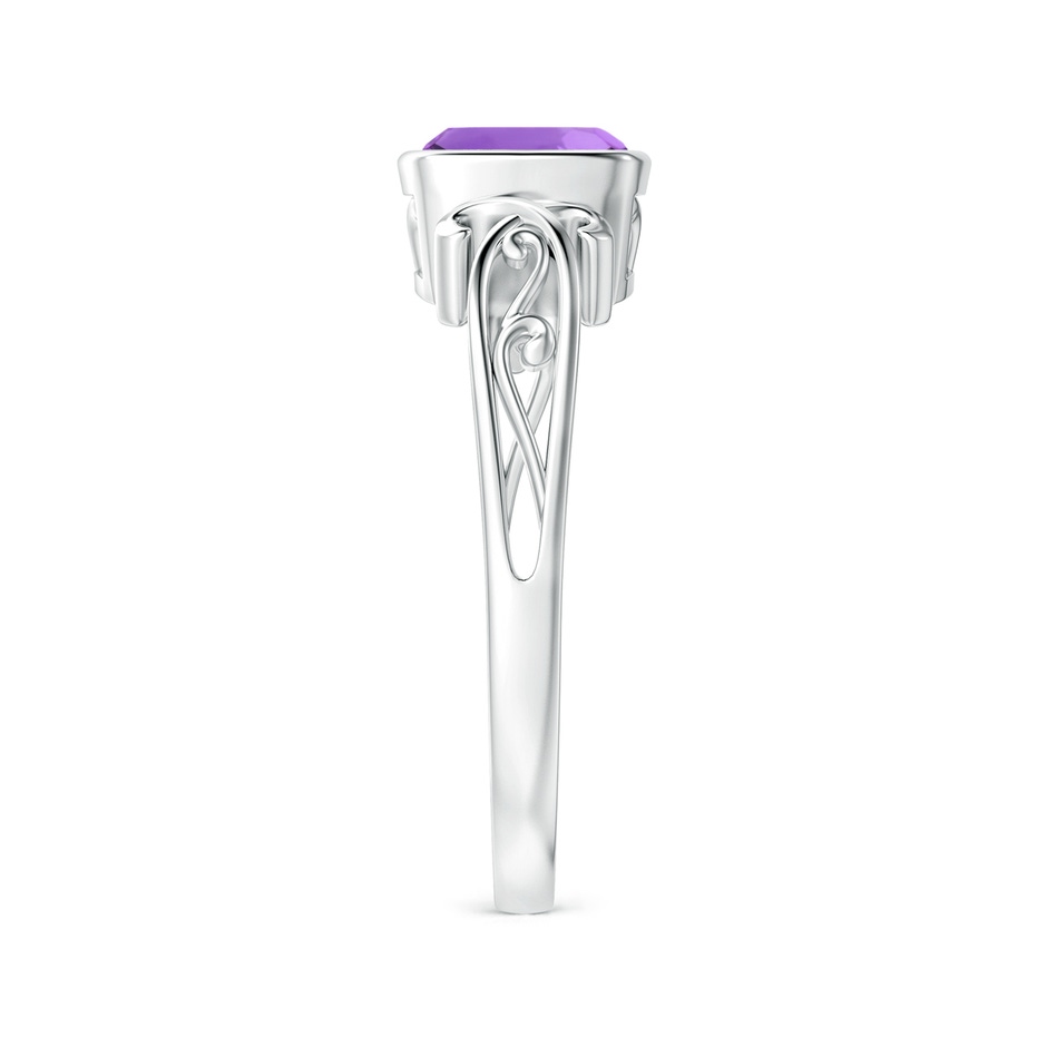 6mm AA Vintage Style Cushion Amethyst Solitaire Ring in P950 Platinum side 299