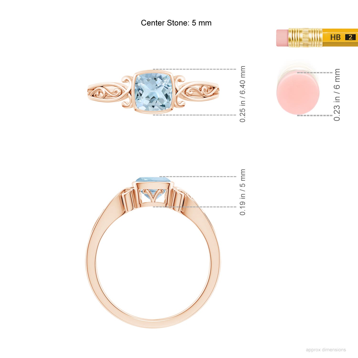 AA - Aquamarine / 0.52 CT / 14 KT Rose Gold