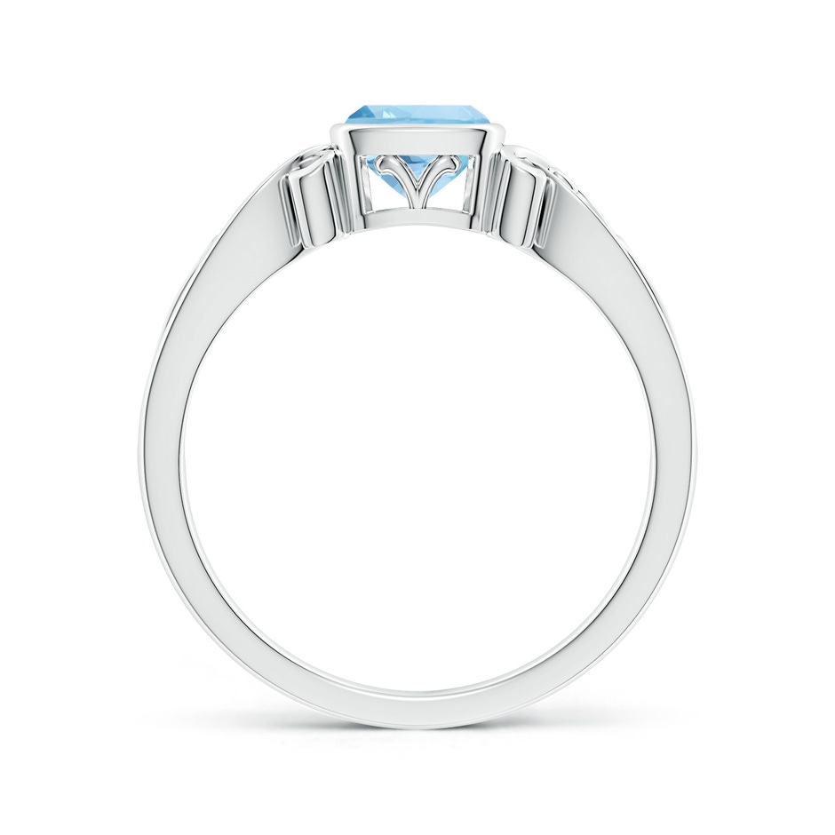 5mm AAA Vintage Style Cushion Aquamarine Solitaire Ring in 18K White Gold side 199