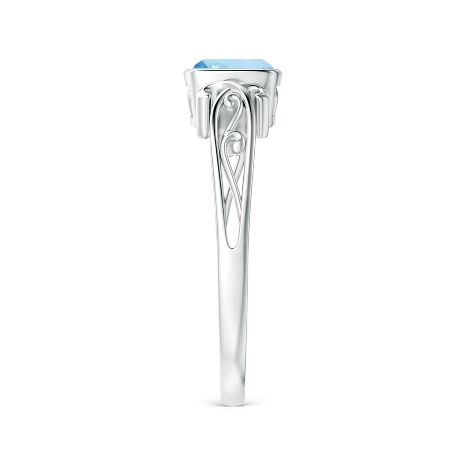 5mm AAA Vintage Style Cushion Aquamarine Solitaire Ring in 18K White Gold side 299