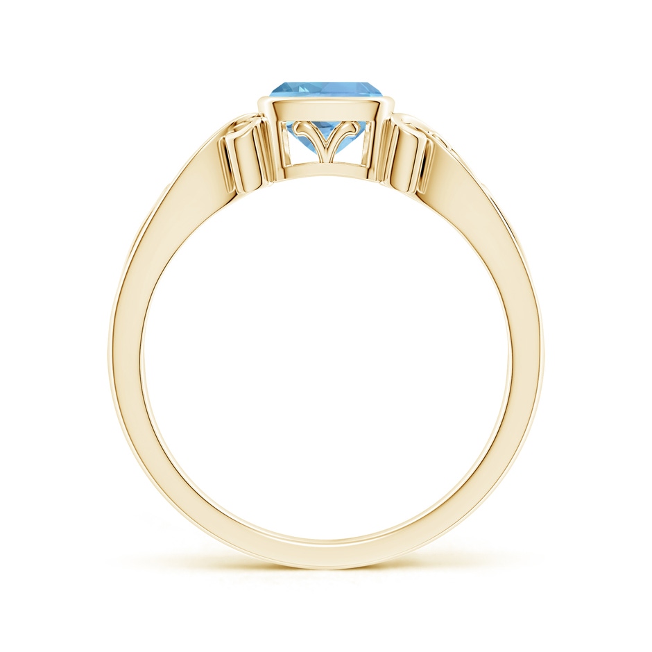 5mm AAAA Vintage Style Cushion Aquamarine Solitaire Ring in 18K Yellow Gold side 199
