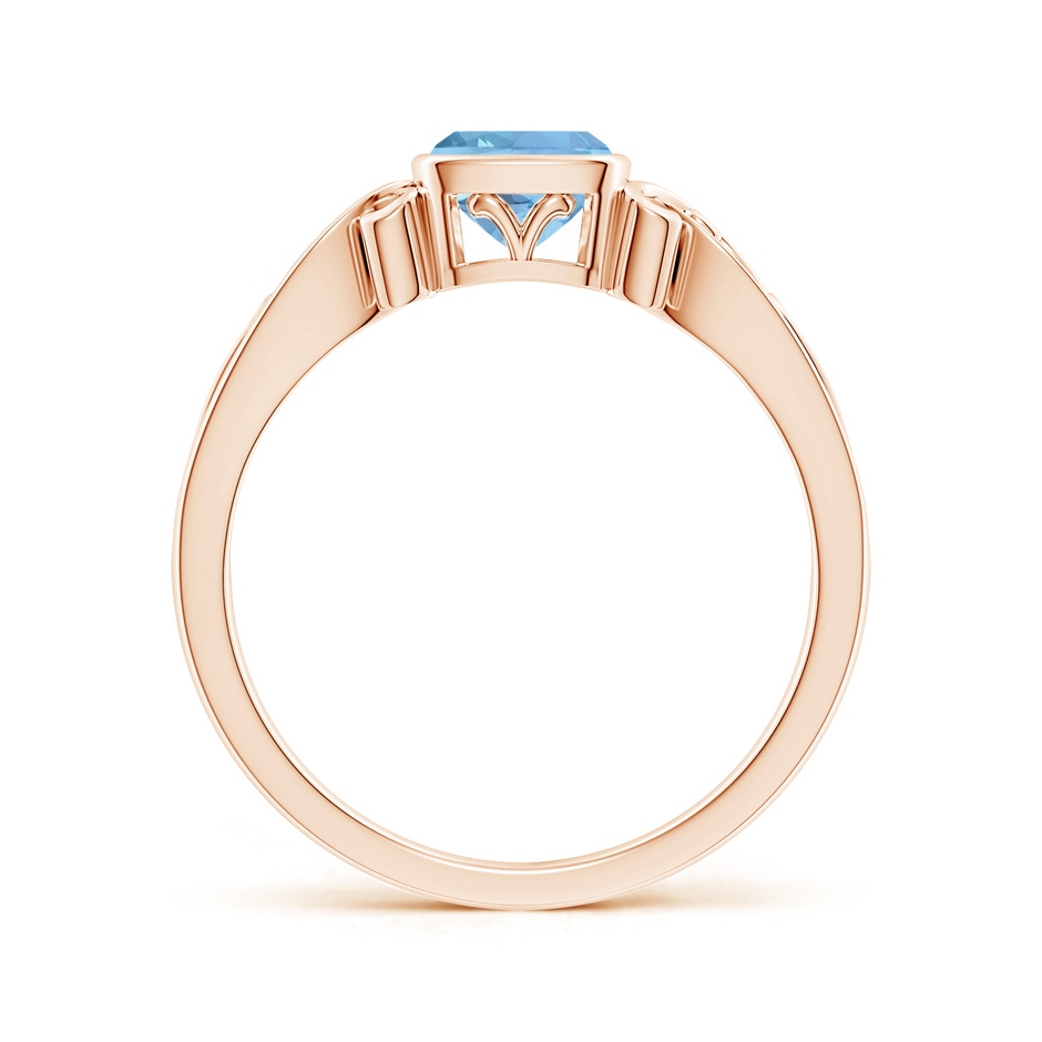 5mm AAAA Vintage Style Cushion Aquamarine Solitaire Ring in Rose Gold side 199