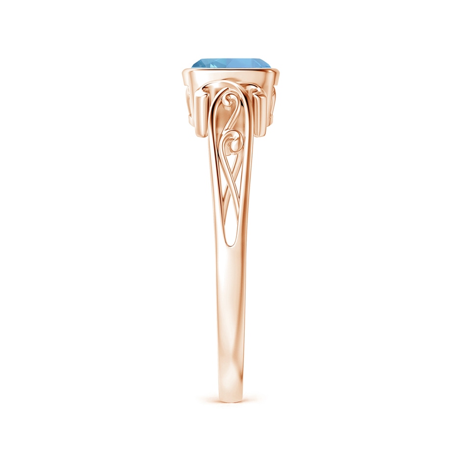 5mm AAAA Vintage Style Cushion Aquamarine Solitaire Ring in Rose Gold side 299