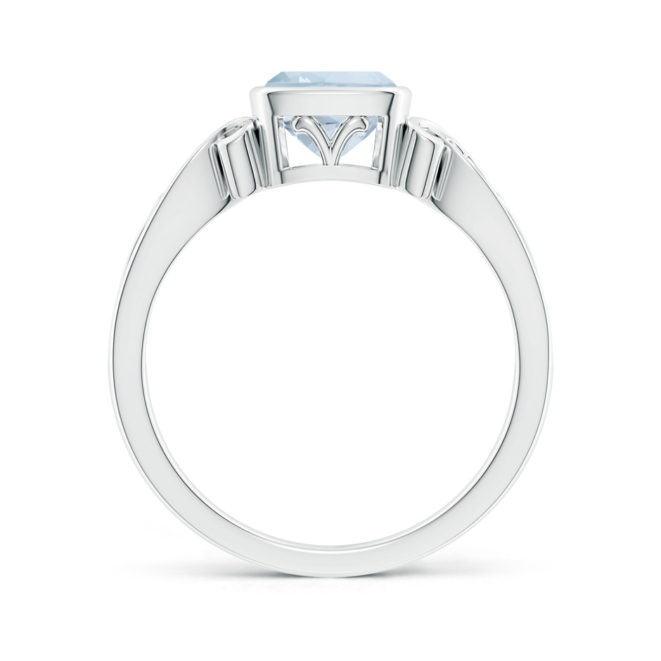 6mm A Vintage Style Cushion Aquamarine Solitaire Ring in 18K White Gold side 199