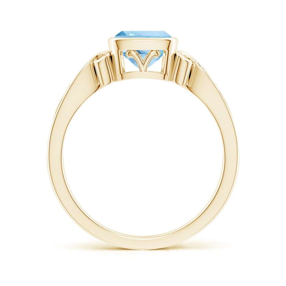 6mm AAA Vintage Style Cushion Aquamarine Solitaire Ring in 18K Yellow Gold side 199