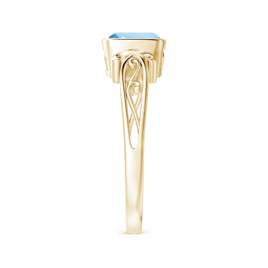 6mm AAA Vintage Style Cushion Aquamarine Solitaire Ring in 18K Yellow Gold side 299