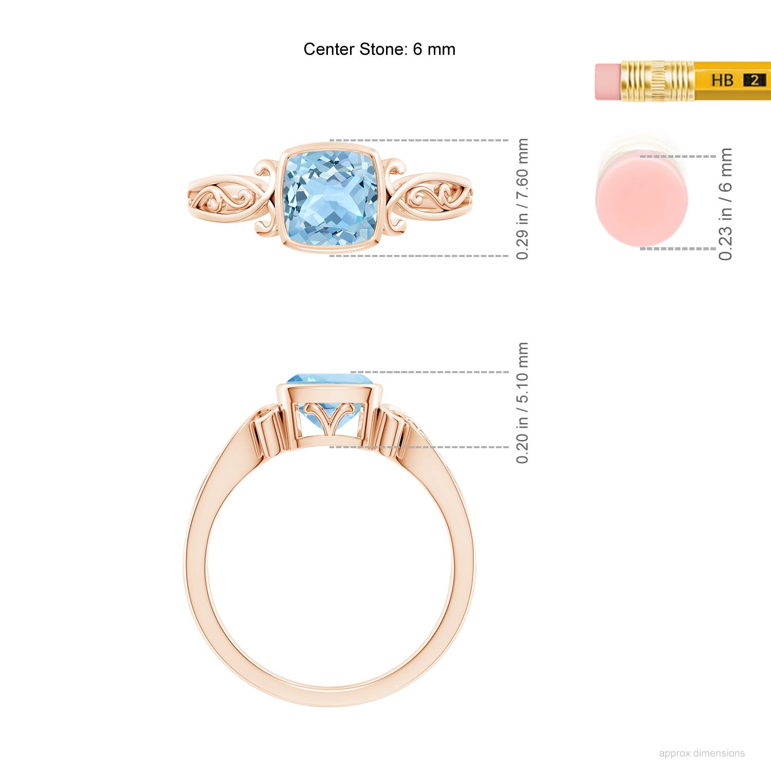 AAA - Aquamarine / 0.88 CT / 14 KT Rose Gold