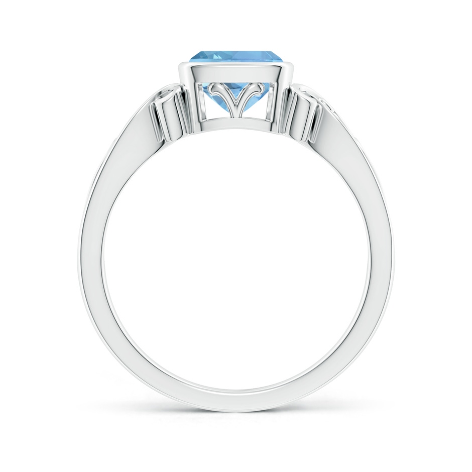 6mm AAAA Vintage Style Cushion Aquamarine Solitaire Ring in 18K White Gold side 199