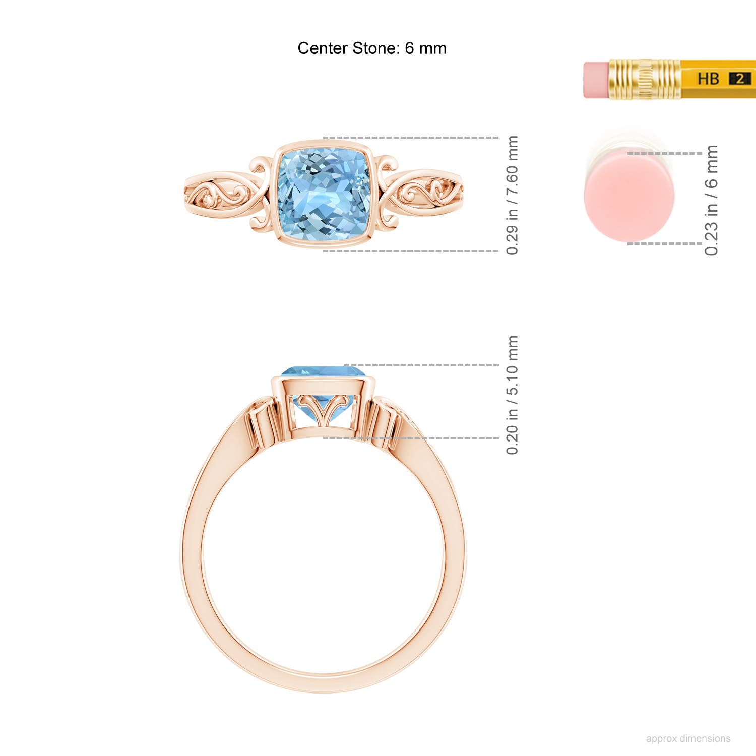 AAAA - Aquamarine / 0.88 CT / 14 KT Rose Gold