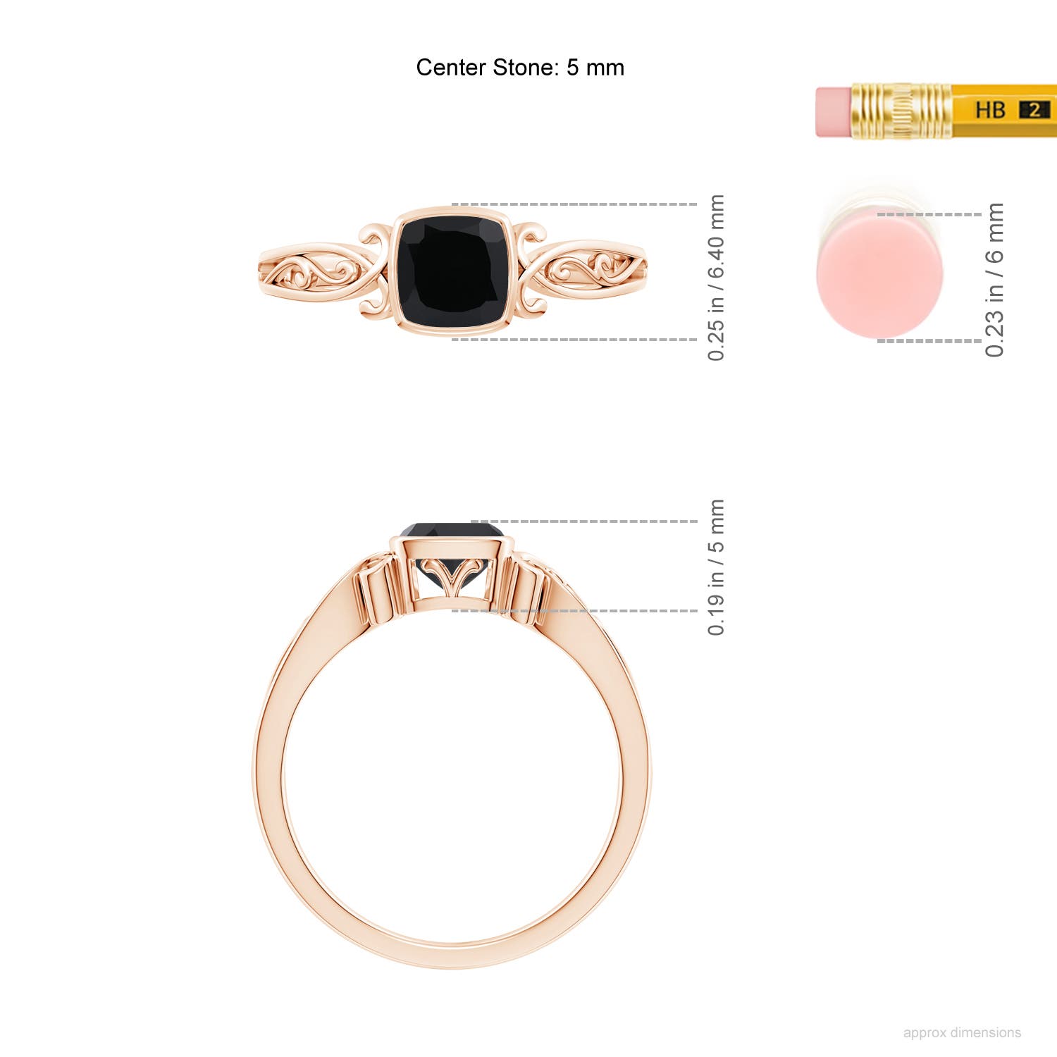 AAA - Black Onyx / 0.55 CT / 14 KT Rose Gold