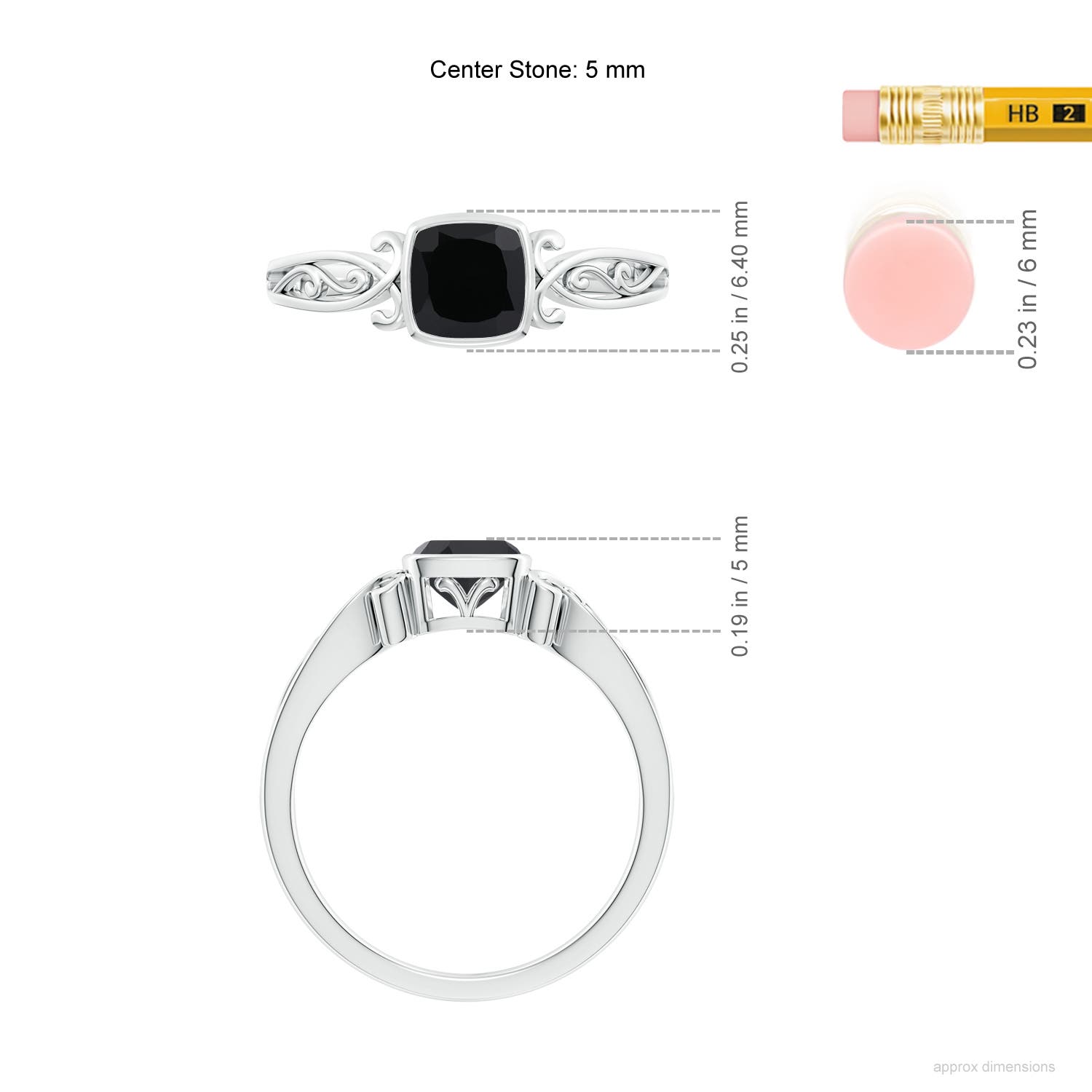 AAA - Black Onyx / 0.55 CT / 14 KT White Gold