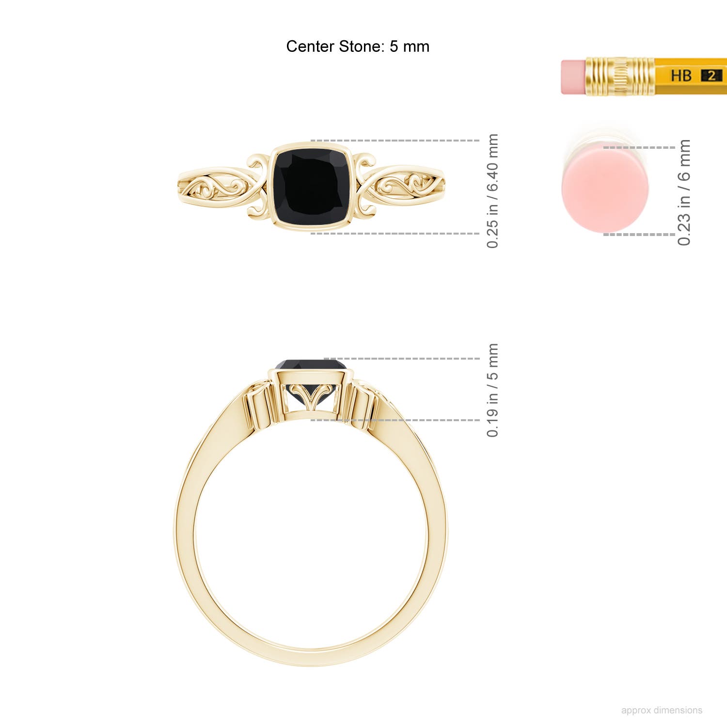 AAA - Black Onyx / 0.55 CT / 14 KT Yellow Gold