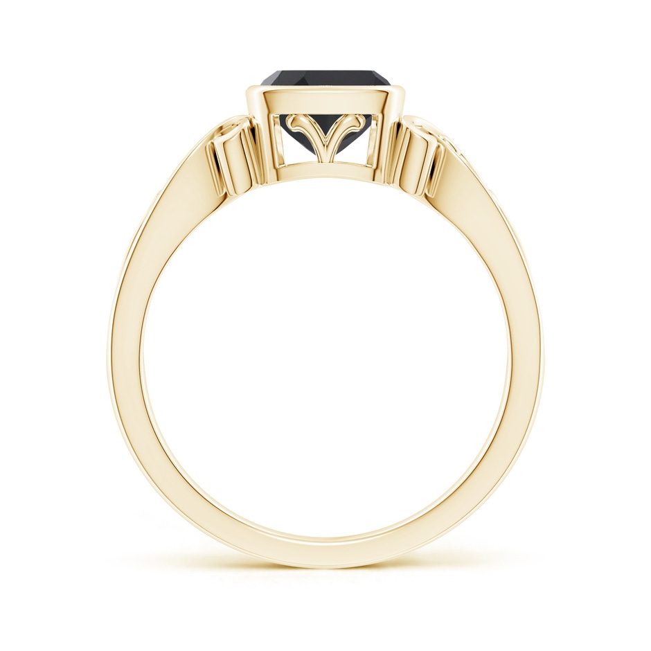 6mm AAA Vintage Style Cushion Black Onyx Solitaire Ring in 18K Yellow Gold side 199