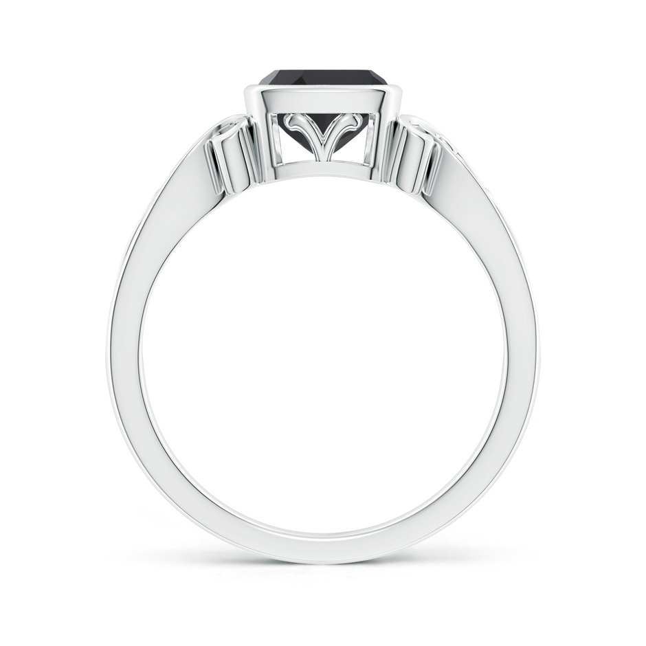 6mm AAA Vintage Style Cushion Black Onyx Solitaire Ring in P950 Platinum side 199