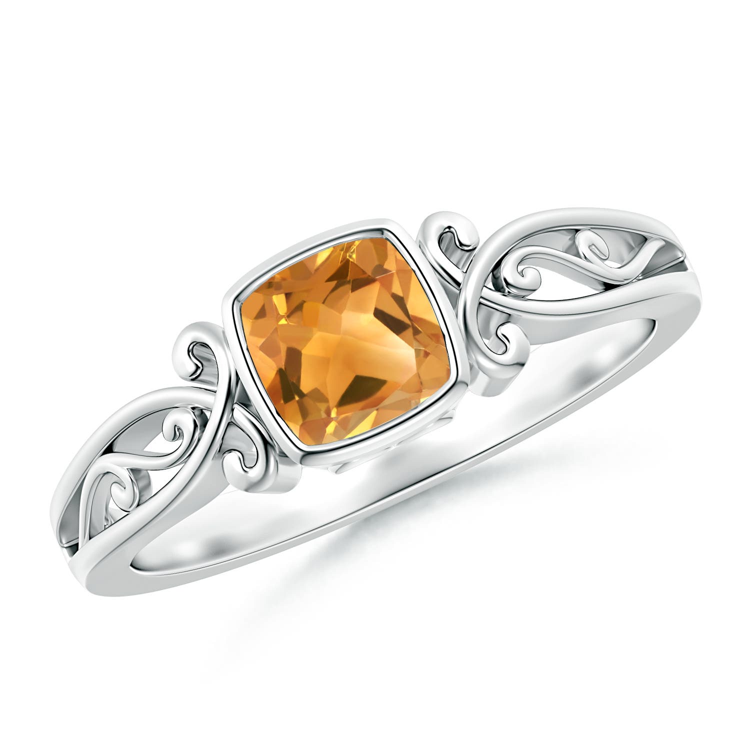 A - Citrine / 0.6 CT / 14 KT White Gold