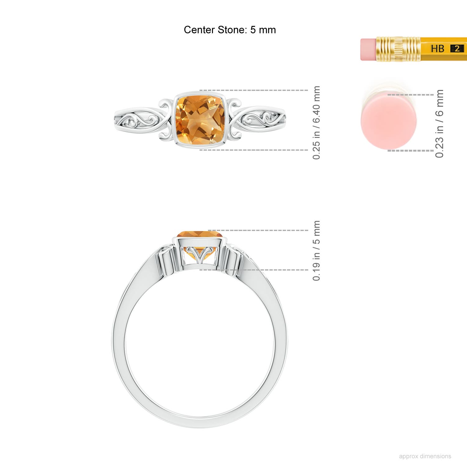 A - Citrine / 0.6 CT / 14 KT White Gold