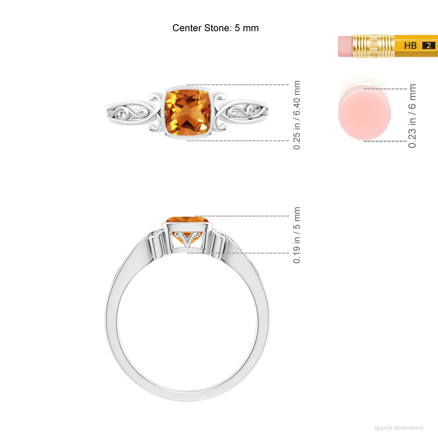 AAA - Citrine / 0.6 CT / 14 KT White Gold