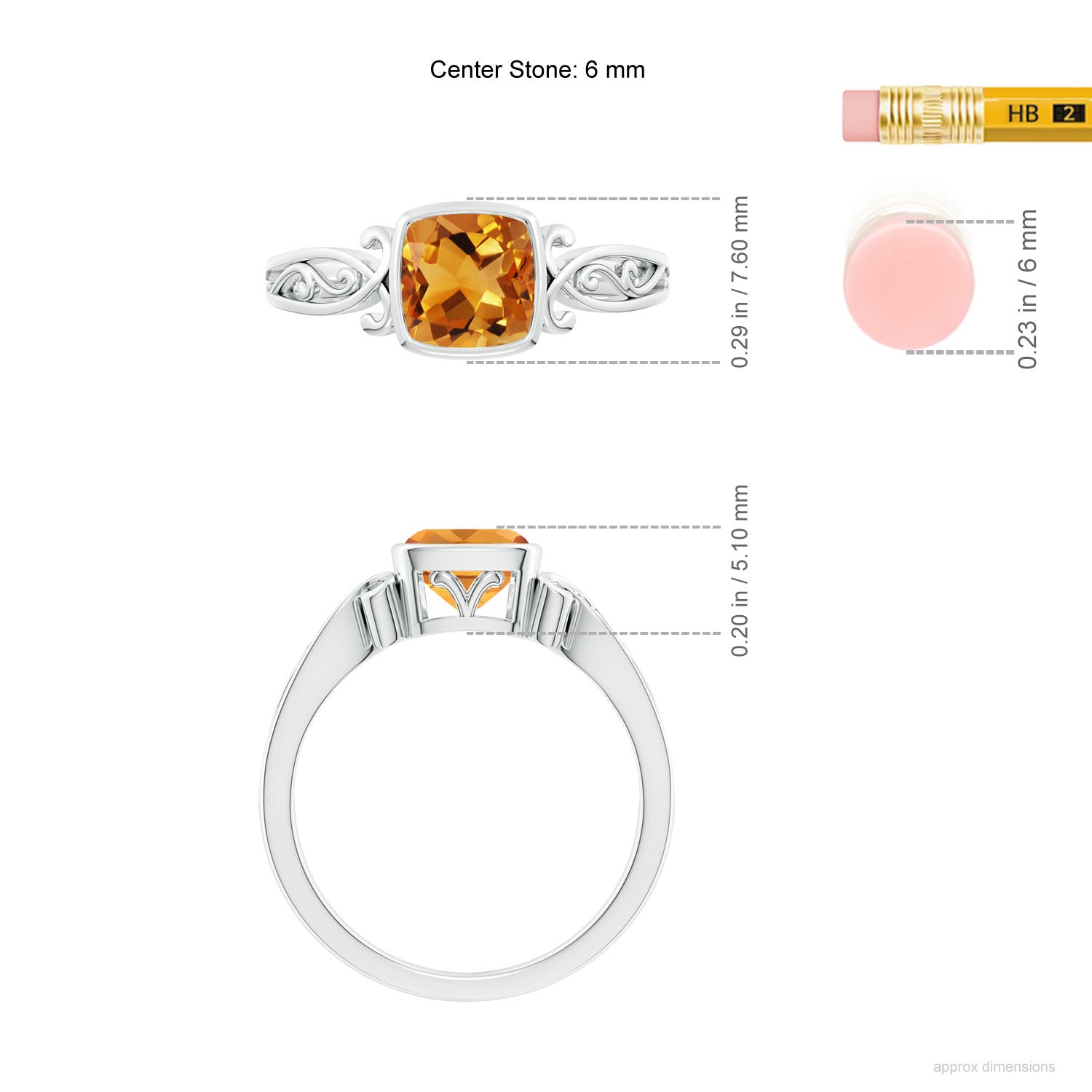 AA - Citrine / 0.9 CT / 14 KT White Gold