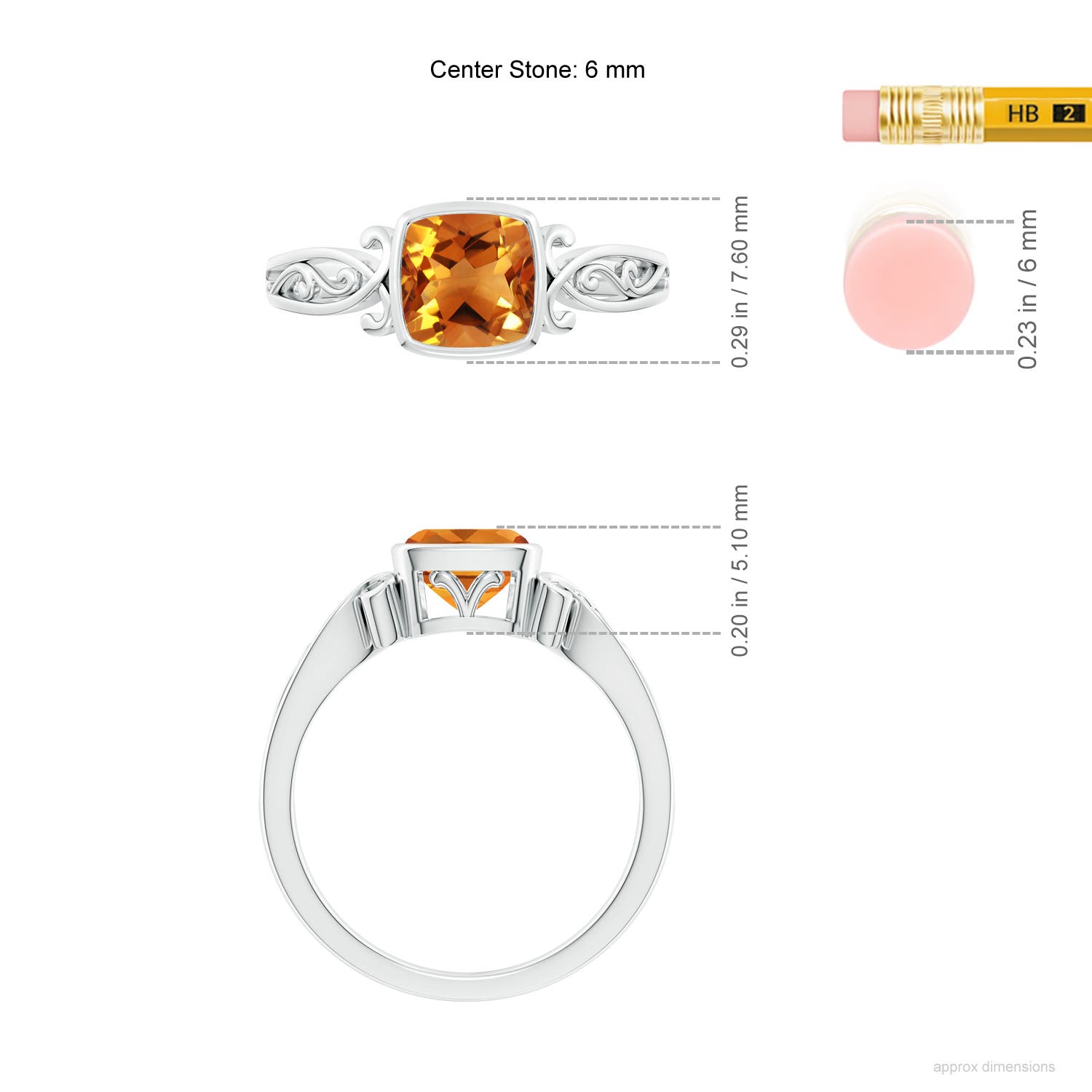 AAA - Citrine / 0.9 CT / 14 KT White Gold