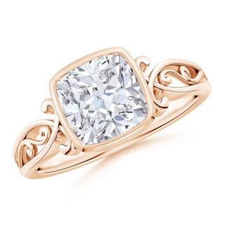 7mm GVS2 Vintage Style Cushion Diamond Solitaire Ring in Rose Gold