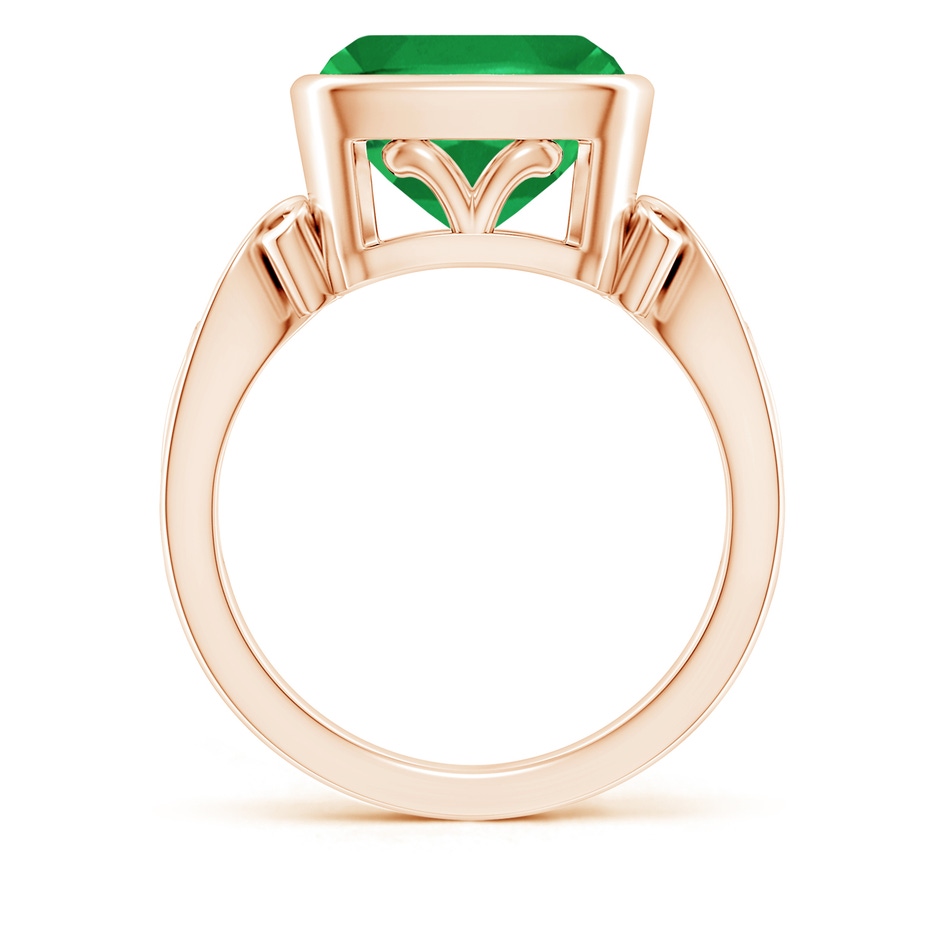 10mm A Vintage Style Cushion Emerald Solitaire Ring in 9K Rose Gold side 199