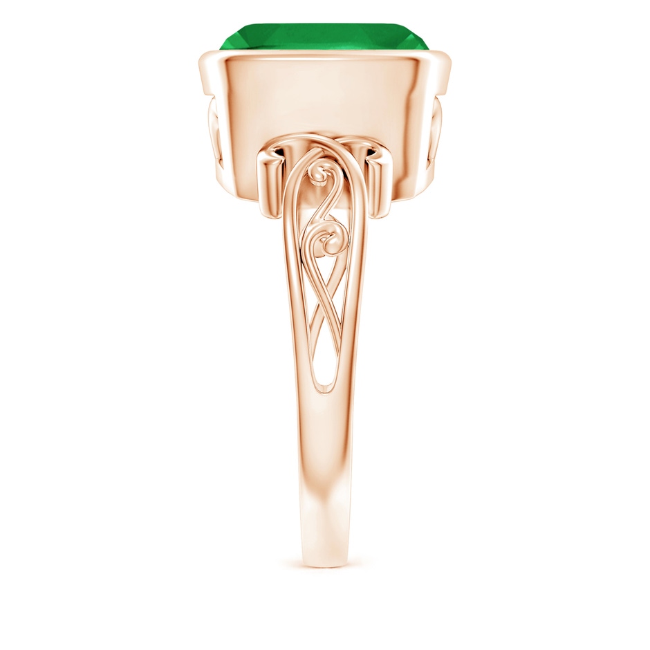 10mm A Vintage Style Cushion Emerald Solitaire Ring in 9K Rose Gold side 299
