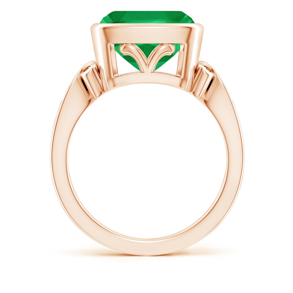 10mm AA Vintage Style Cushion Emerald Solitaire Ring in Rose Gold side 199