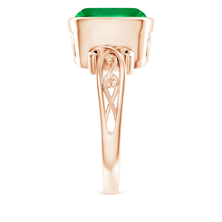 10mm AAA Vintage Style Cushion Emerald Solitaire Ring in 18K Rose Gold side 299