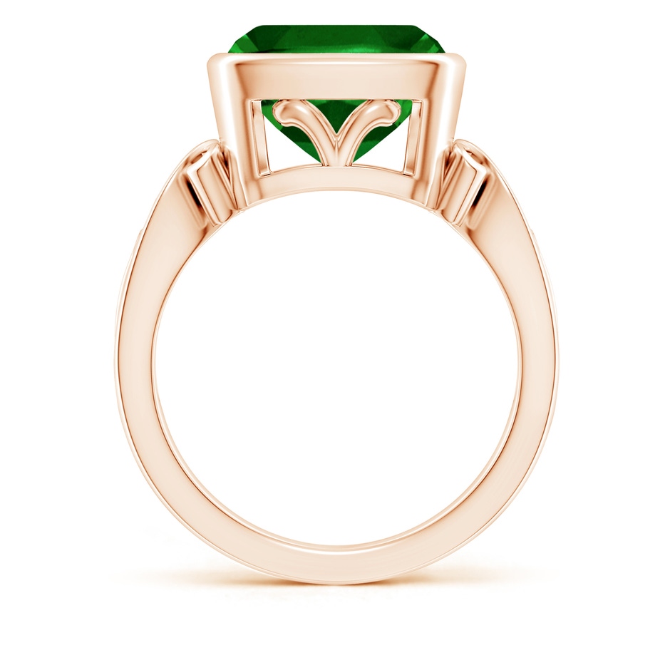 10mm AAAA Vintage Style Cushion Emerald Solitaire Ring in 18K Rose Gold side 199