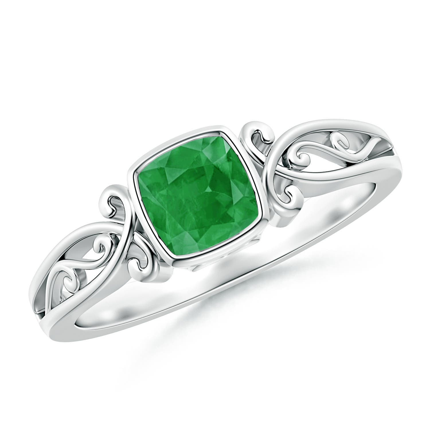 A - Emerald / 0.55 CT / 14 KT White Gold