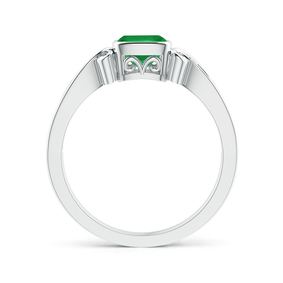 5mm A Vintage Style Cushion Emerald Solitaire Ring in White Gold side 199