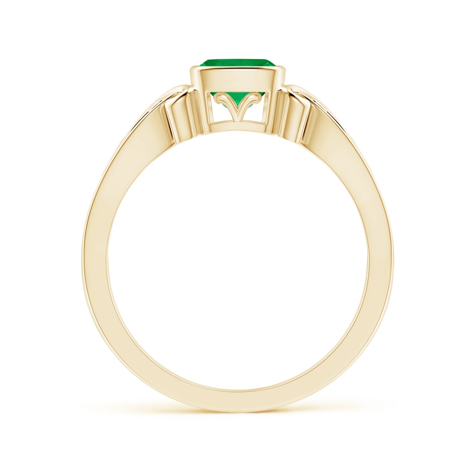 5mm AAA Vintage Style Cushion Emerald Solitaire Ring in 10K Yellow Gold side 199