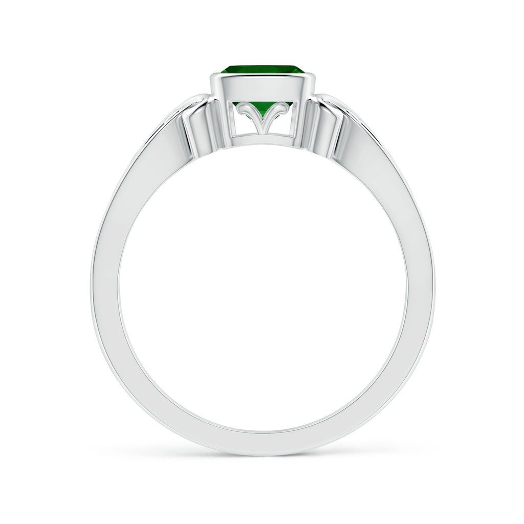 5mm AAAA Vintage Style Cushion Emerald Solitaire Ring in White Gold Side 199