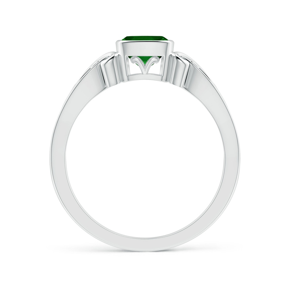 5mm AAAA Vintage Style Cushion Emerald Solitaire Ring in White Gold side 199