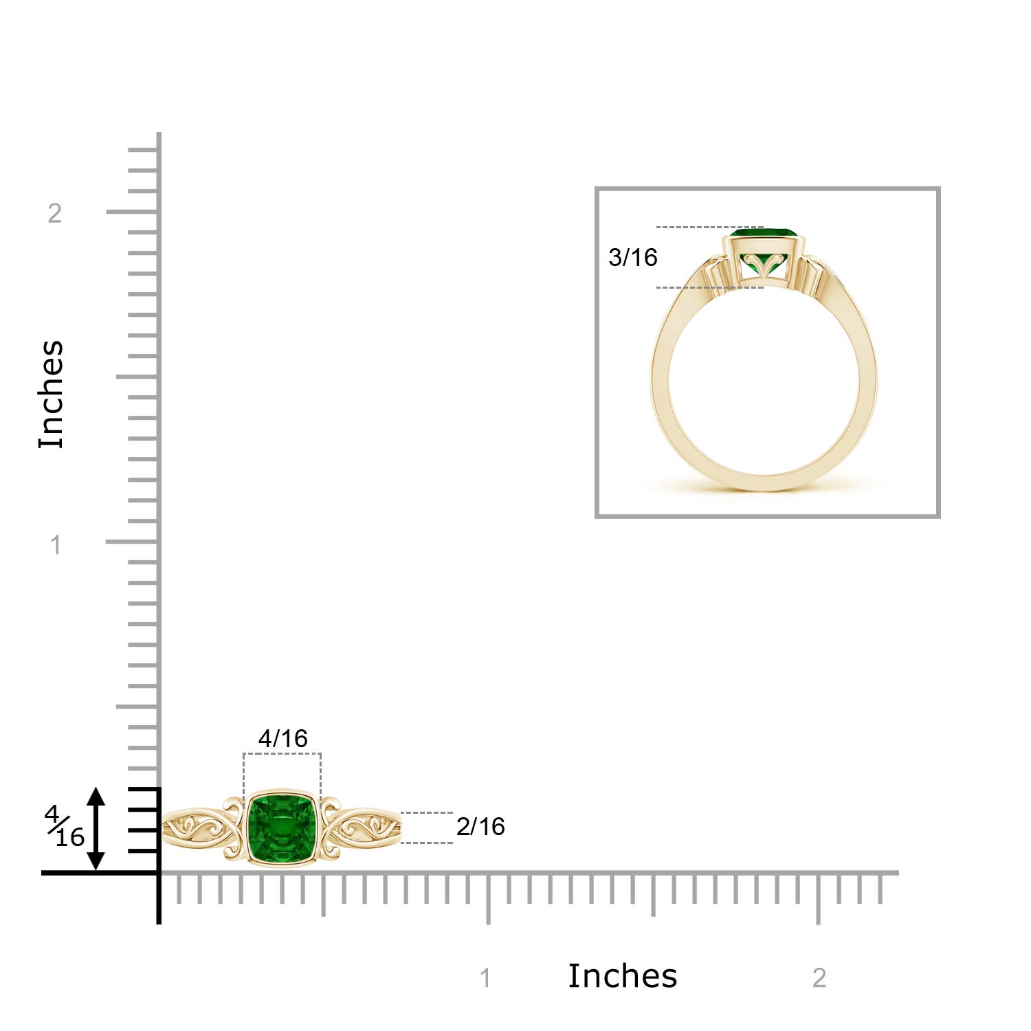 AAAA - Emerald / 0.55 CT / 14 KT Yellow Gold