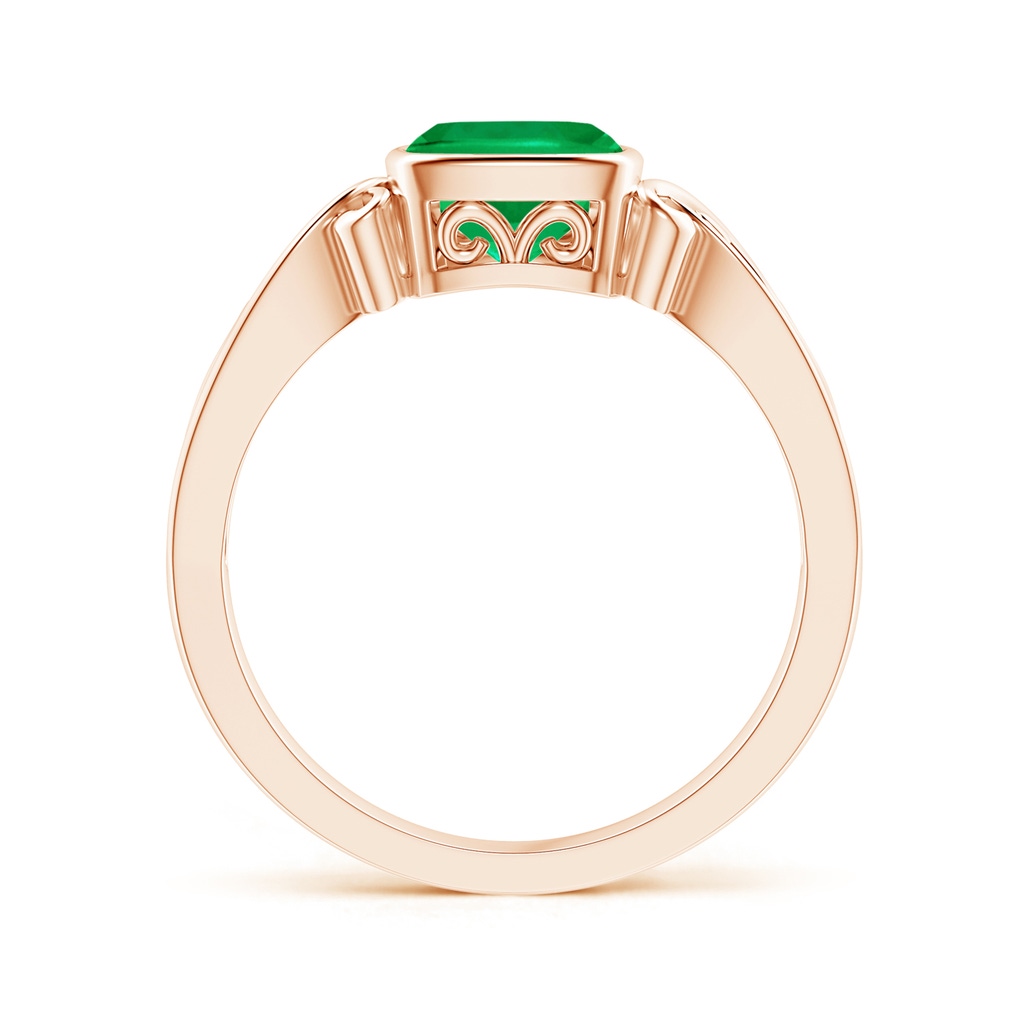 6mm AAA Vintage Style Cushion Emerald Solitaire Ring in Rose Gold Side 199