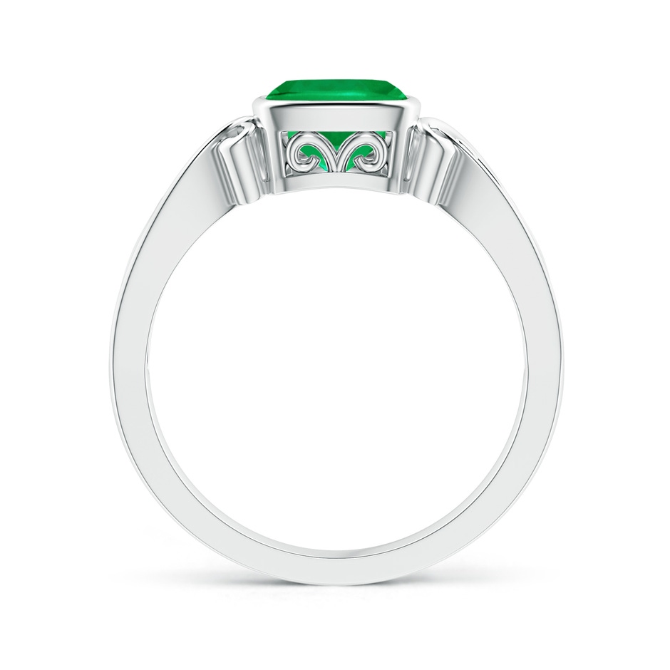 6mm AAA Vintage Style Cushion Emerald Solitaire Ring in White Gold side 199