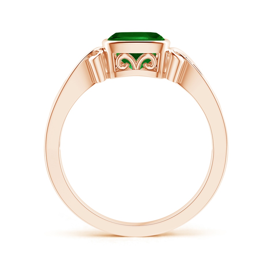 6mm AAAA Vintage Style Cushion Emerald Solitaire Ring in 18K Rose Gold side 199