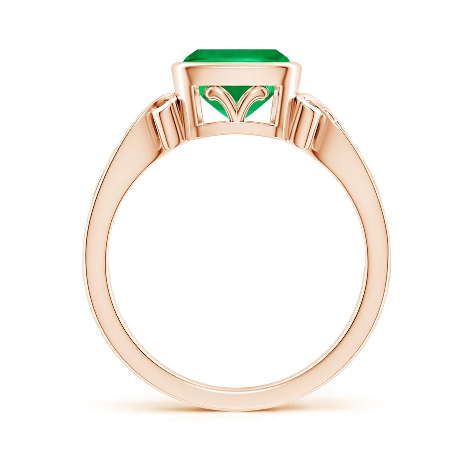 7mm AAA Vintage Style Cushion Emerald Solitaire Ring in Rose Gold side 199