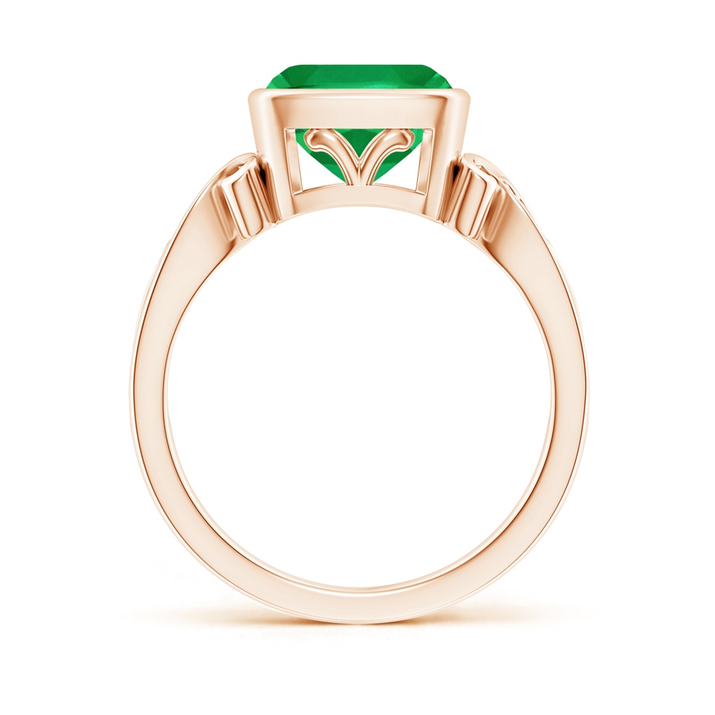 8mm AA Vintage Style Cushion Emerald Solitaire Ring in Rose Gold Side 199