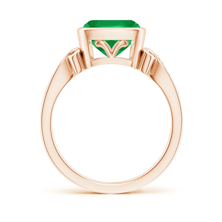 8mm AA Vintage Style Cushion Emerald Solitaire Ring in Rose Gold side 199