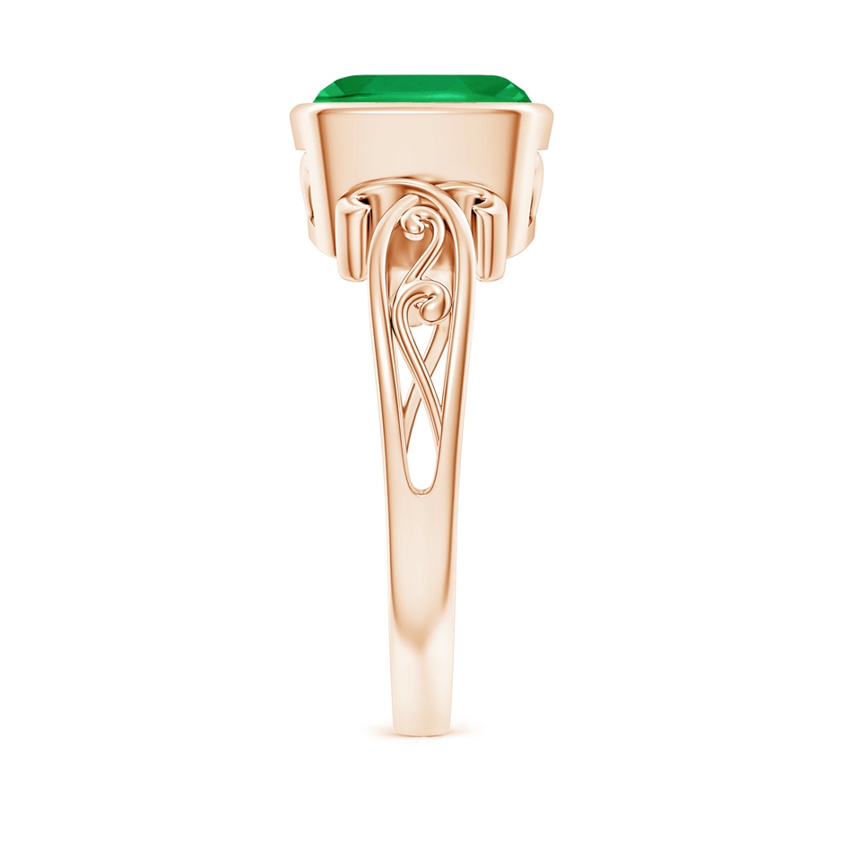 8mm AA Vintage Style Cushion Emerald Solitaire Ring in Rose Gold side 299