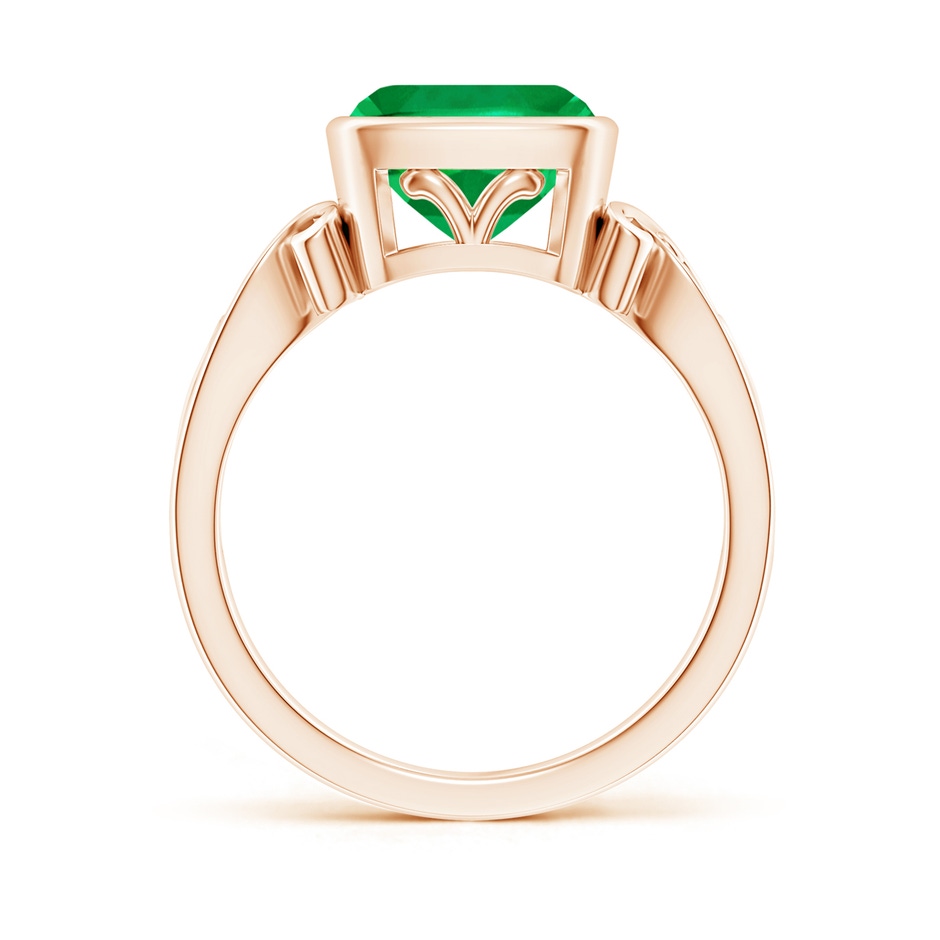 8mm AAA Vintage Style Cushion Emerald Solitaire Ring in Rose Gold side 199